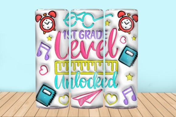 3D Back To School Tumbler Wrap PNG