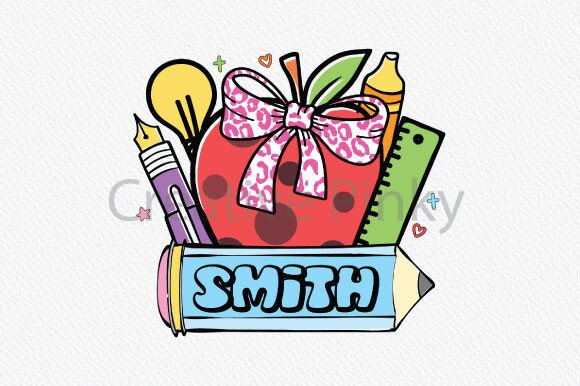 Custom Name Apple Pencil Back to School Font