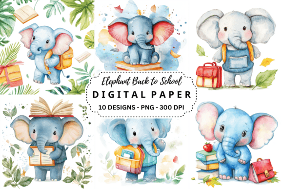 Elephant Back to School Background